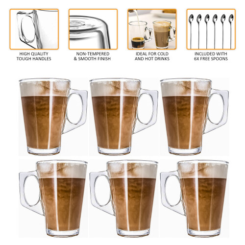6 Pack 240ML Glass Coffee Cups 2