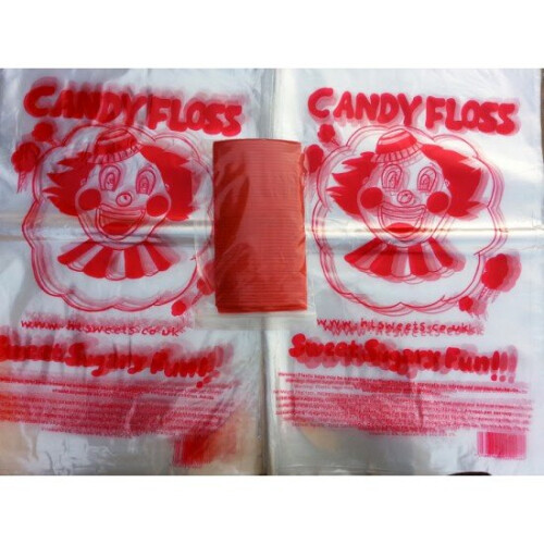 (1 x 1000) Red Clown Printed Candy Floss Plastic Bags