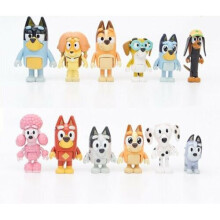 12Pcs Bluey Familia y Amigos Figuras de Acción Modelo Juguete Set Niños Regalo