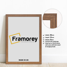 (6x4 Inch) Dark Oak Picture Frame / Wall Art Frames / Flat Wooden Effect Poster Frame / Photo Print Frame