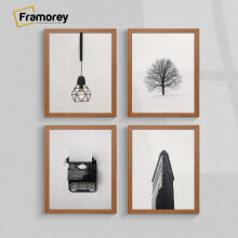 (6x4 Inch) Walnut Picture Frame / Wall Art Frames / Flat Wooden Effect Poster Frame / Photo Print Frame