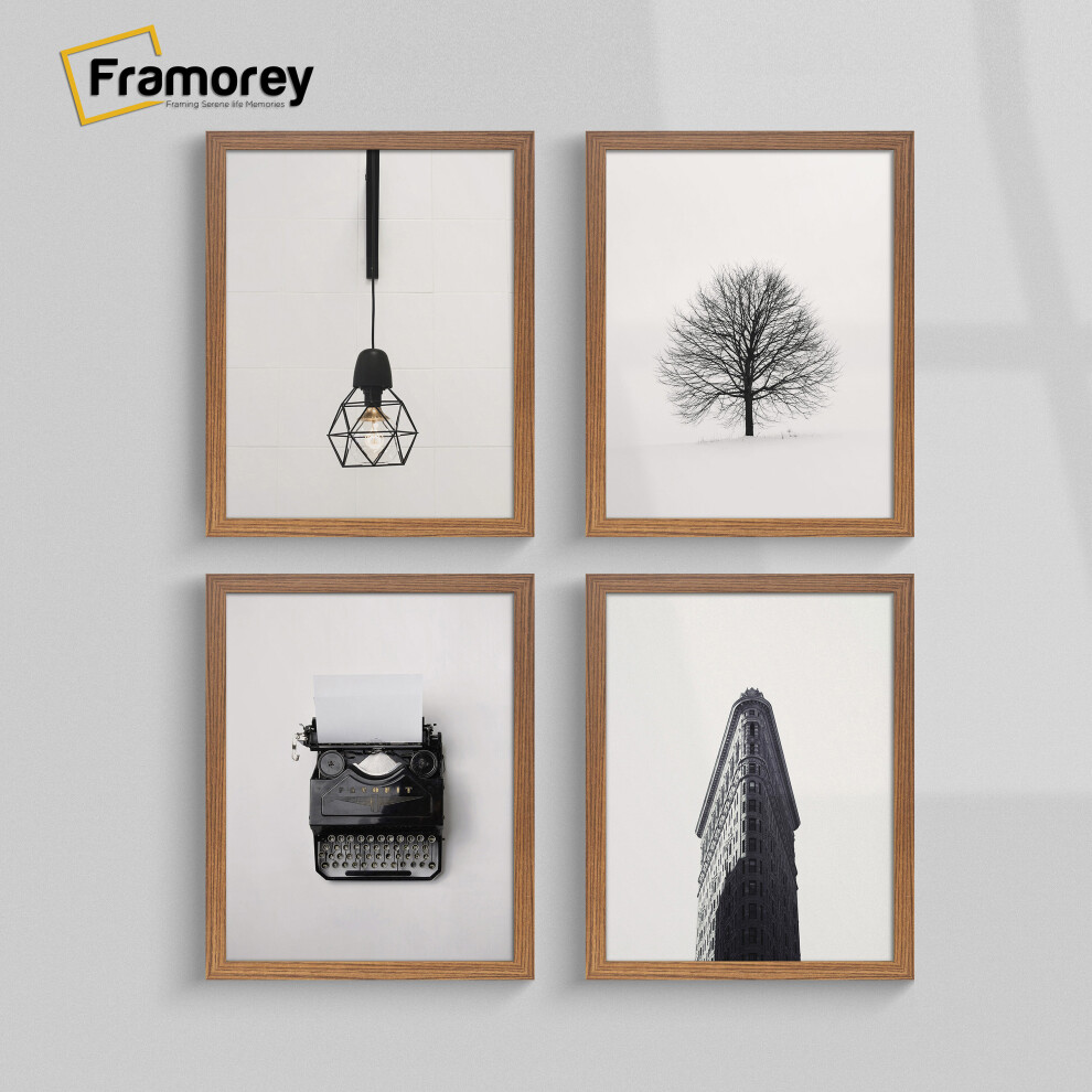 Framorey (23X17 Inch (Din A2)) Oak Picture Frame / Wall Art Frames / Flat Wooden Effect Poster Frame / Photo Print Frame Dark