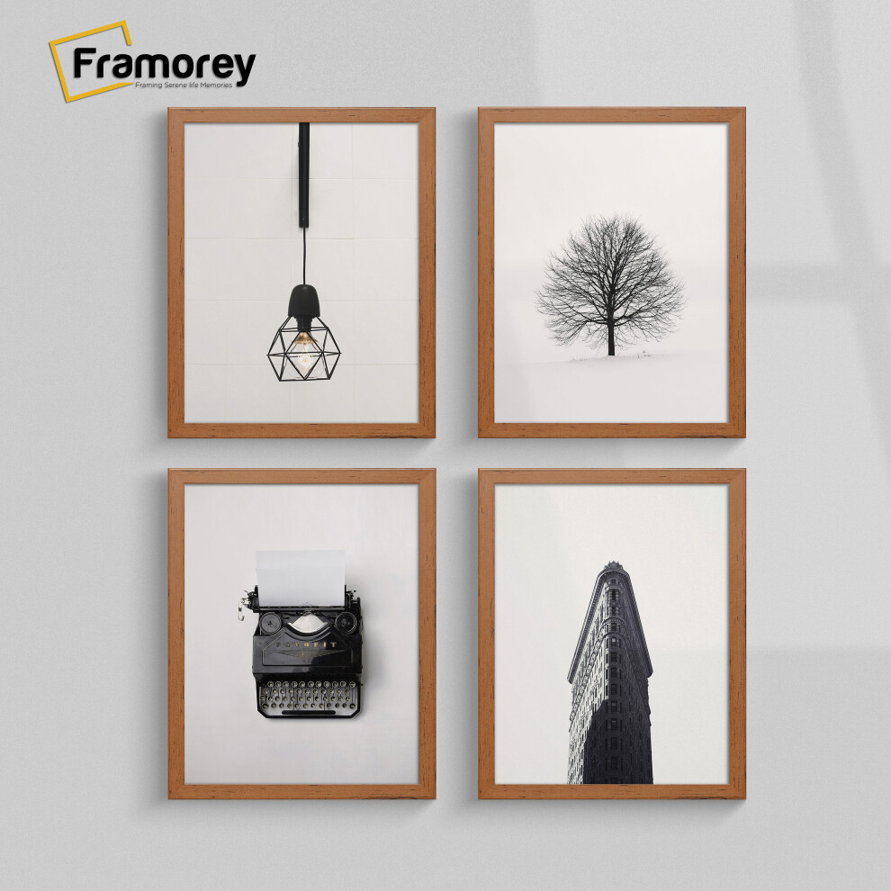 (23x17 Inch (DIN A2)) Walnut Picture Frame / Wall Art Frames / Flat Wooden Effect Poster Frame / Photo Print Frame-image-OPC-P8W9FM8-NEW