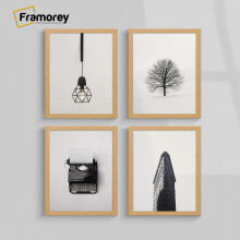 (6x4 Inch) Oak Picture Frame / Wall Art Frames / Flat Wooden Effect Poster Frame / Photo Print Frame