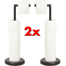 (2 x Roll Holders) BLACK FREE STAND 4 TOILET ROLL PAPER TISSUE HOLDER DISPENSER BATHROOM STORAGE