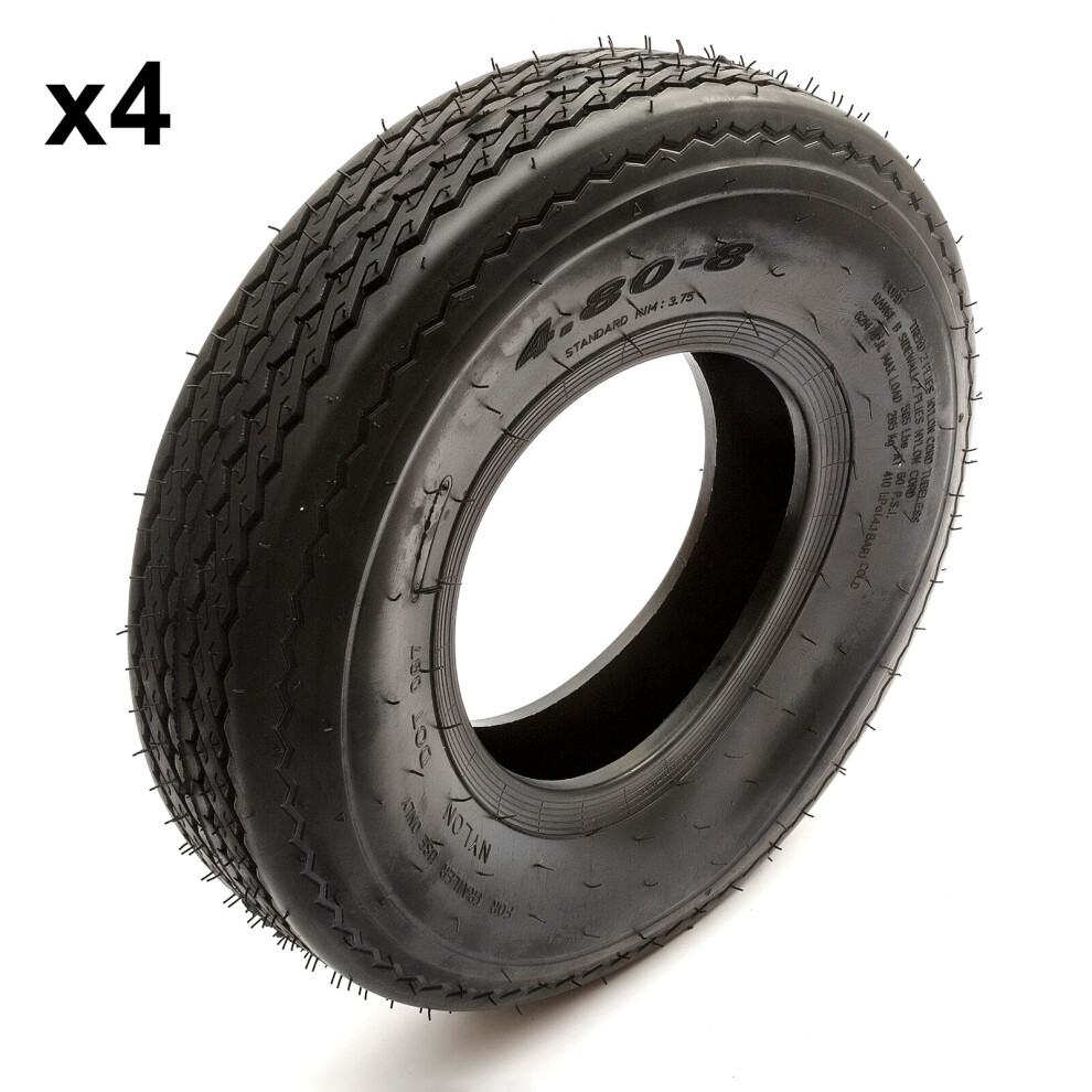 4X Trailer Tyre 4.80/4.00-8 4 Ply Fits 8'' Rims Max 265Kg Rated 81Mph 5056213557874