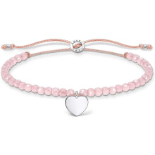 Thomas Sabo 925 Sterling Silver Pink Pearl Bracelet with Heart of Length 13-20cm