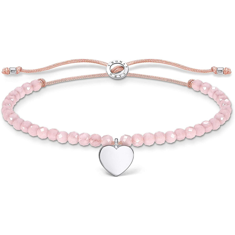 Thomas Sabo 925 Sterling Silver Pink Pearl Bracelet with Heart of Length 13-20cm