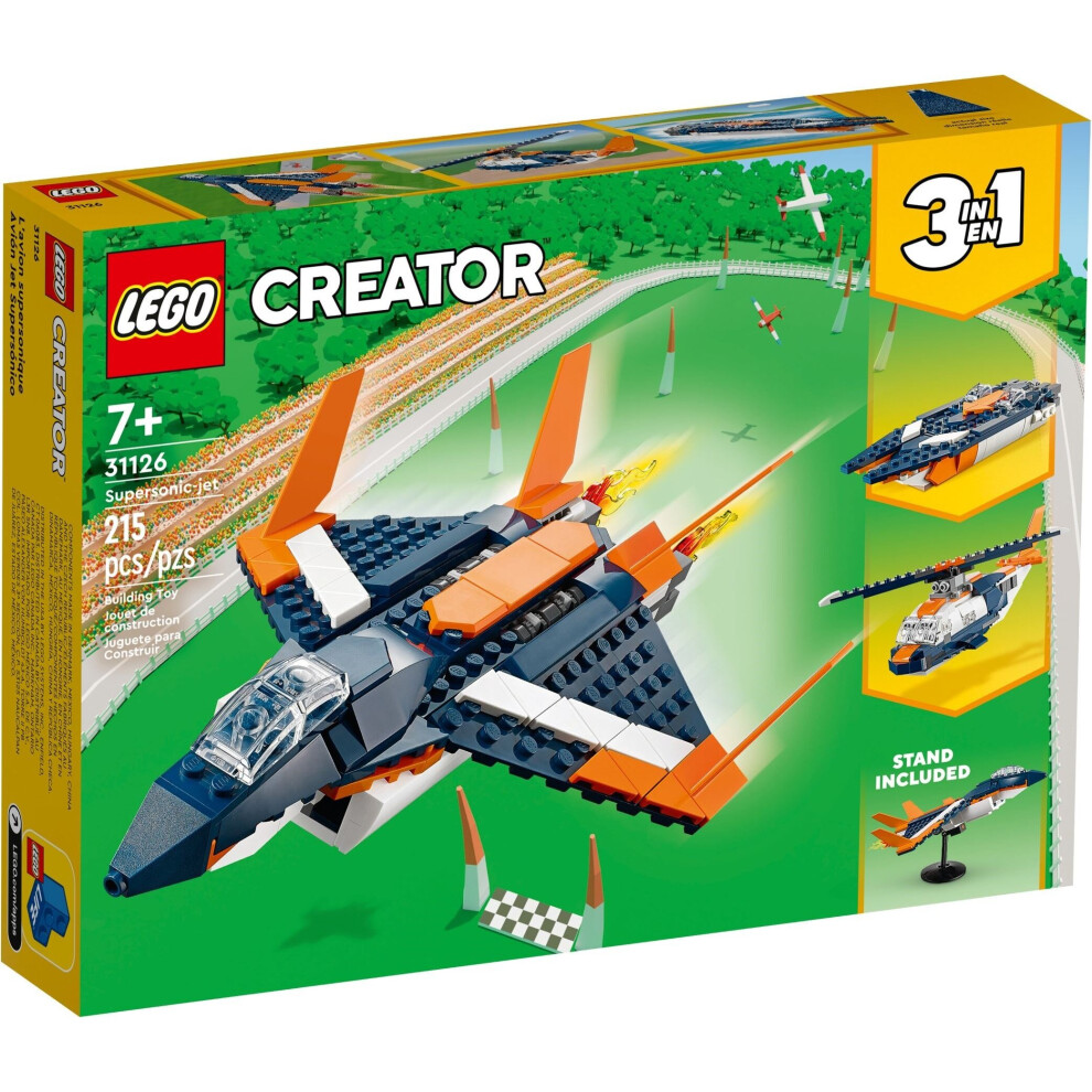 Lego 31126 Creator 3In1 Supersonic Jet Plane To Helicopter To Speed Boat Toy Set, Buildable Vehicle Models For Boys And Girls 7 Plus Years Old