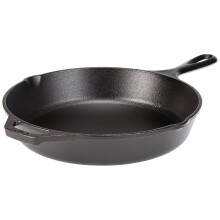 Lodge Seasoned Gusseisenpfanne  12 Zoll ergonomische Bratpfanne mit Hilfsgriff schwarz