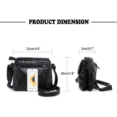 LaRechor Small Handbags Crossbody Bag for Women Studded Over Shoulder Bags Satchel Side Bag Soft PU Leather (Black) 2