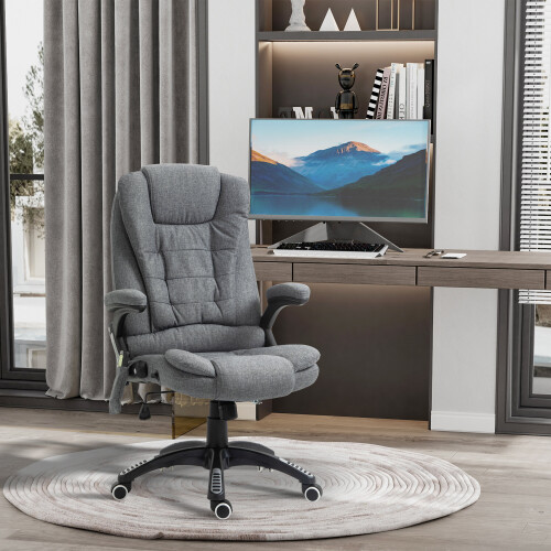 Vinsetto Vinsetto Reclining Chair w/ Heating Massage Points Headrest Grey 2