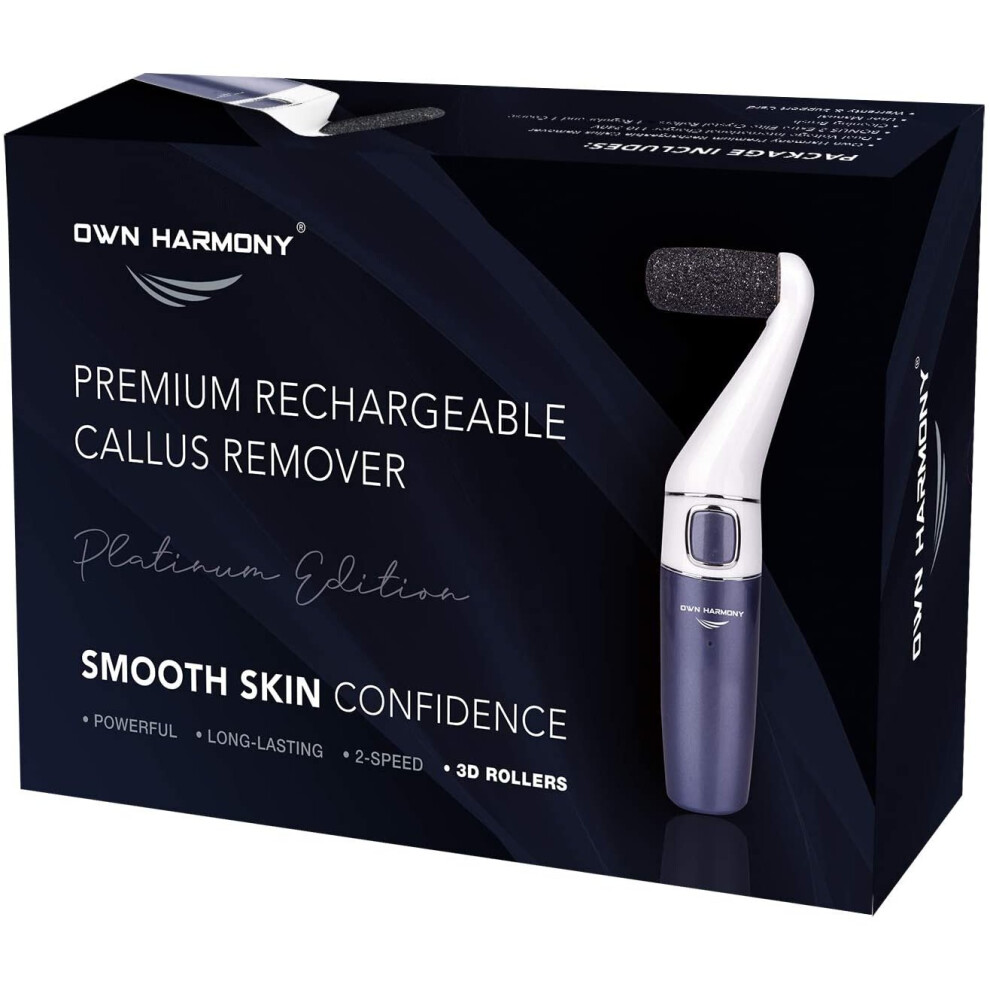 Electric Hard Skin Remover Rechargeable: Own Harmony Professional Pedicure Tools - CR1700 Best Electronic Foot File Sander - Perfect Pedi for Callus