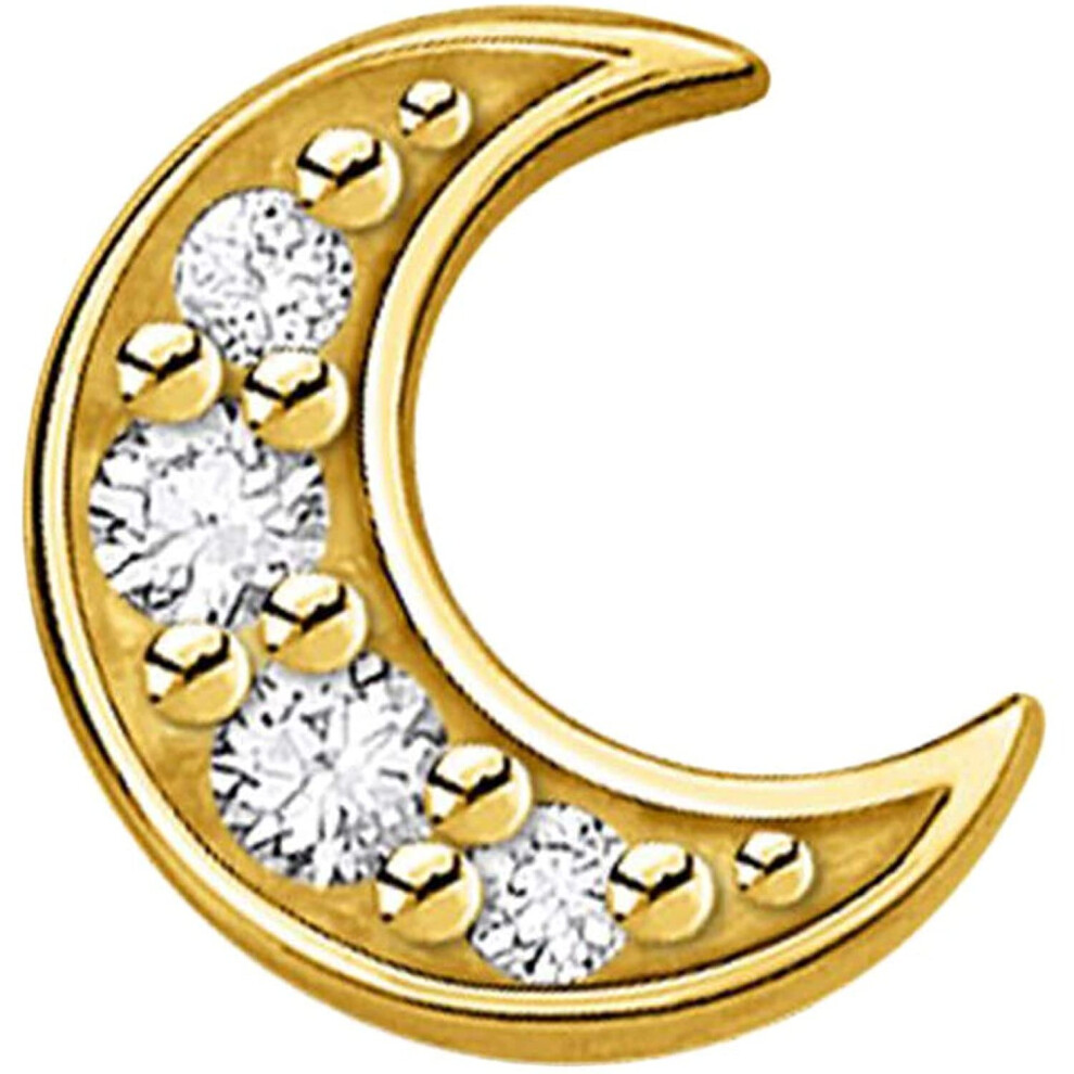 Thomas Sabo Women's Single Stud Earrings Moon Pavé Gold 925 Sterling Silver