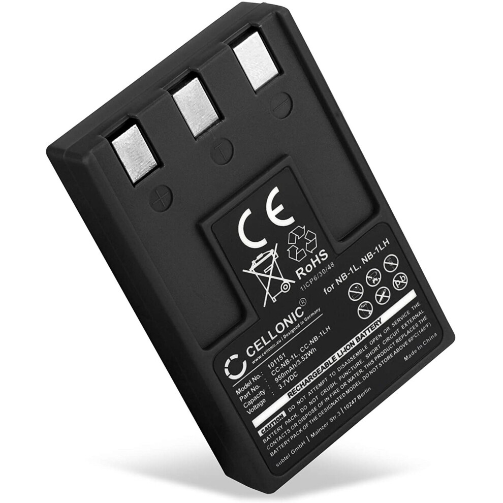 CELLONIC® NB-1LH Replacement Battery for Canon Digital Ixus 500, 400, 430, 330, V2, V3, PowerShot S200 Digital Elph, S100, S400, S110 950mAh Camera