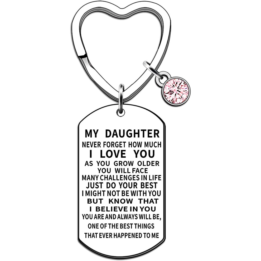 JMIMO Daughter Keyring Daughter Gifts from Dad Mum Stainless Steel Inspirational Keychain Family Jewellery Gifts-Never Forget How Much I Love You