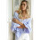 (Blue, 10) White Blue Red Off Shoulder Lantern Sleeve Boutiqu 1