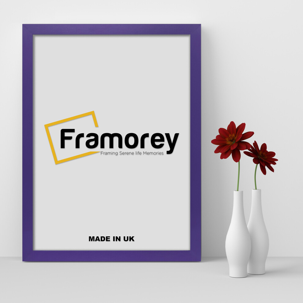 (20x8 Inch) Purple Picture Frame / Wall Art Frames / Flat Wooden Effect Poster Frame / Photo Print Frame