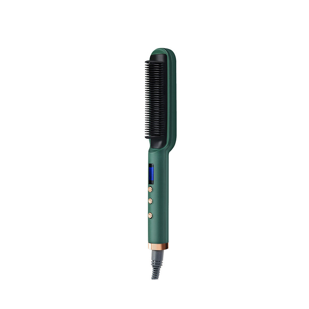 (Green ) Negative ion Electric Hair Straightener Curler Lazy Comb Brush