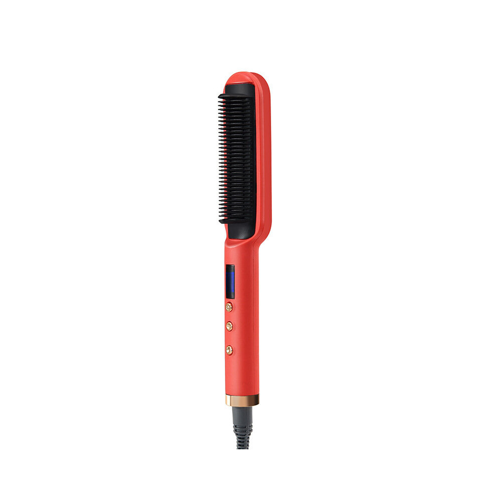 Red (Red) Negative Ion Electric Hair Straightener Curler Lazy Comb Brush