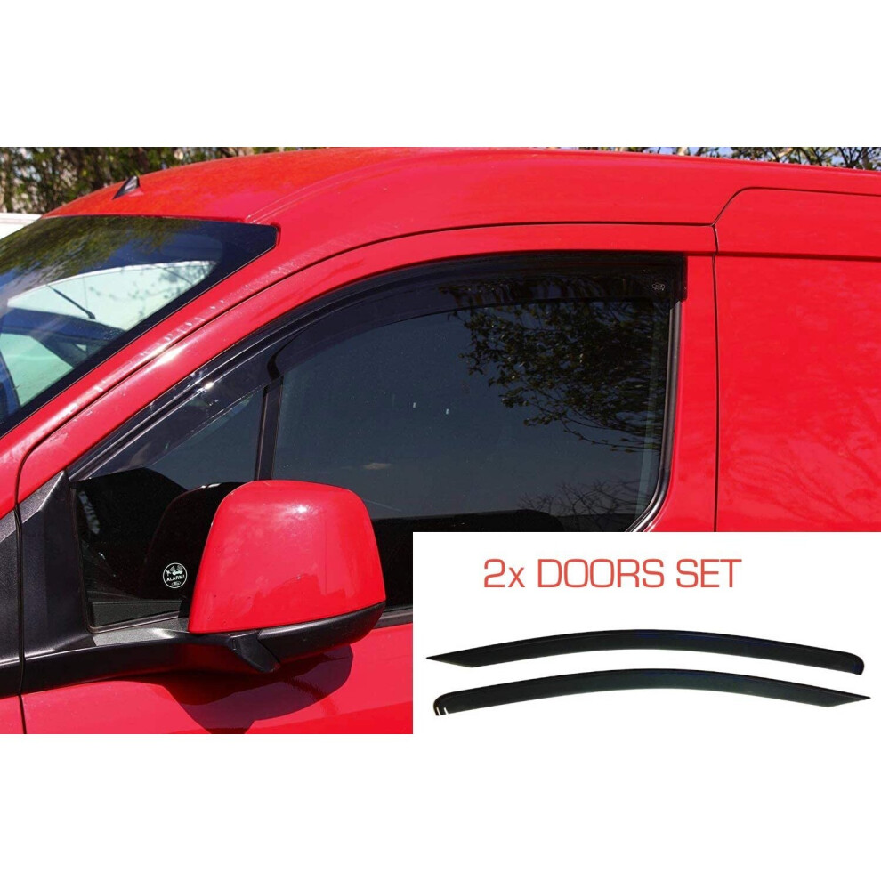 AC WOW 2x compatible with FORD Transit Connect 2013âpresent (Mk2) Wind Deflectors Dark Smoke Tinted Acrylic Glass Door Side Windows Visors Rain Snow