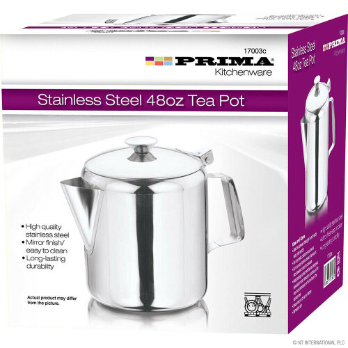 STAINLESS STEEL 48OZ TEA POT COFFEE KITCHEN FLIP LID HANDLE RESTAURANT