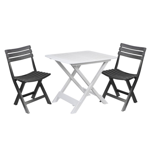 URBN Living (White) Portable Folding Camping Plastic Picnic Tray Table And 2 Folding Chairs Set