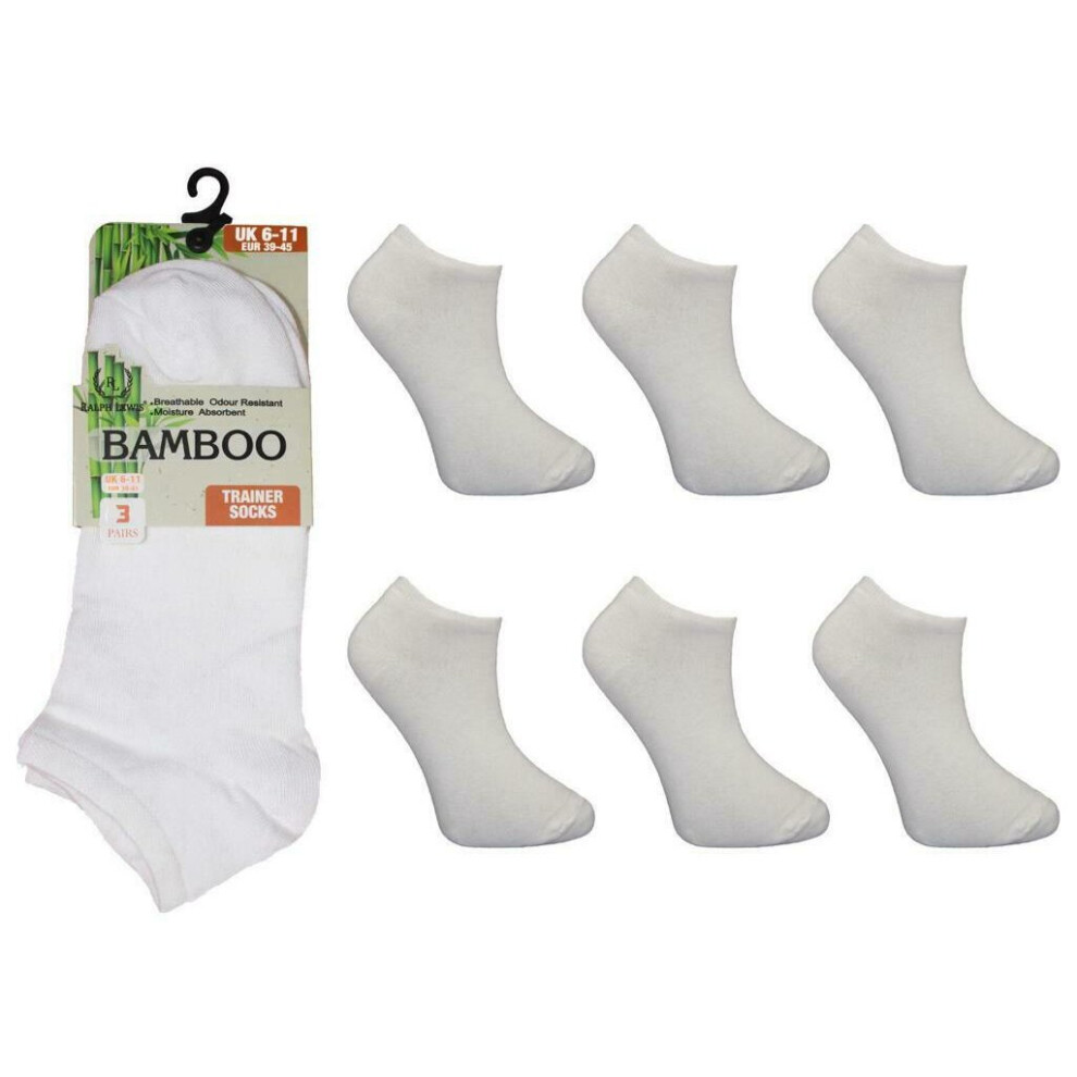 (White, 6 Pairs) 12 Pairs Mens Boys Trainer Bamboo Ankle Socks Soft Breathable Odour Resistant Socks UK 6-11