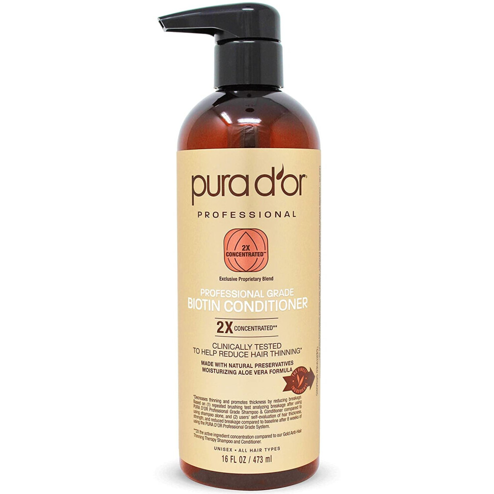 PURA D'OR Professional Grade Moisturizing Conditioner Clinically Tested Hair Thinning Therapy Super Concentrated for Maximum Results, Sulfate Free