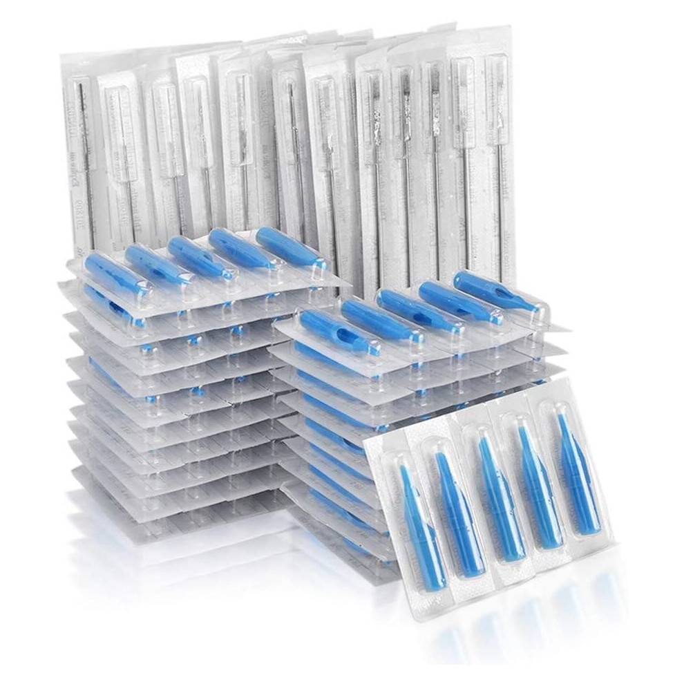 Atomus Silver 100Pcs Disposable Mixed Tattoo Needles 100Pcs Assorted Sterilized Tattoo Needles Tips 10Pcs Of Each-3Rl 5Rl 7Rl 9Rl 3Rs 5Rs 7Rs 9Rs 5M1 7M1 3Rt