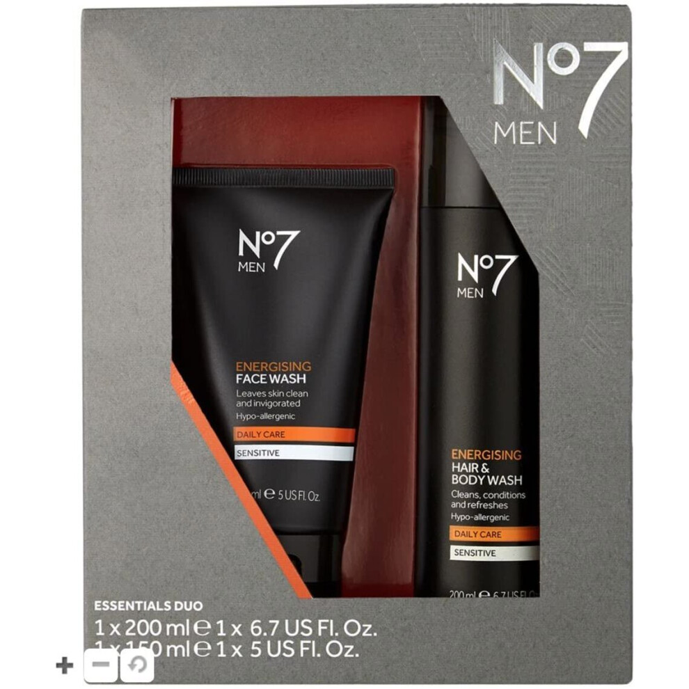 No7 Essential Duo Skincare Gift Set for Men With No7 Energysing Face Wash+No7 Energising Hair & Body Wash