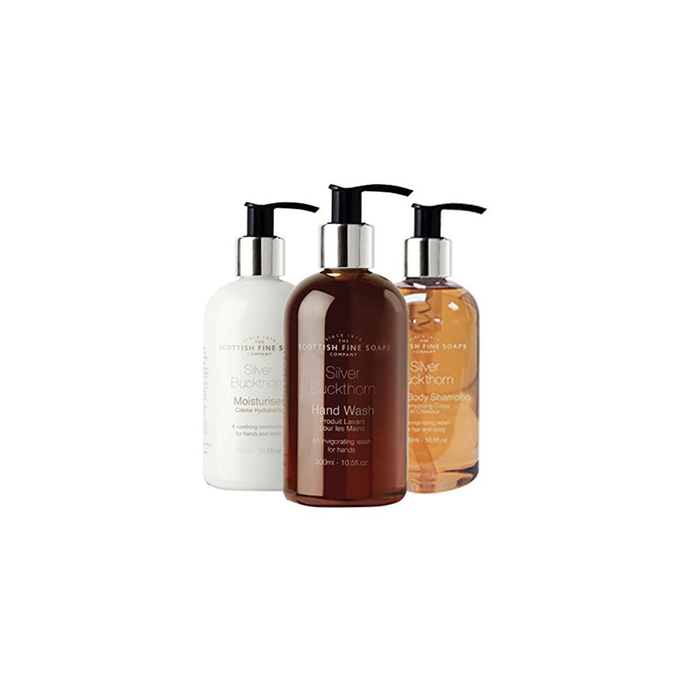 Scottish Fine Soaps Silver Buckthorn Bathroom Set (Hand Wash, Lotion & Body Wash)