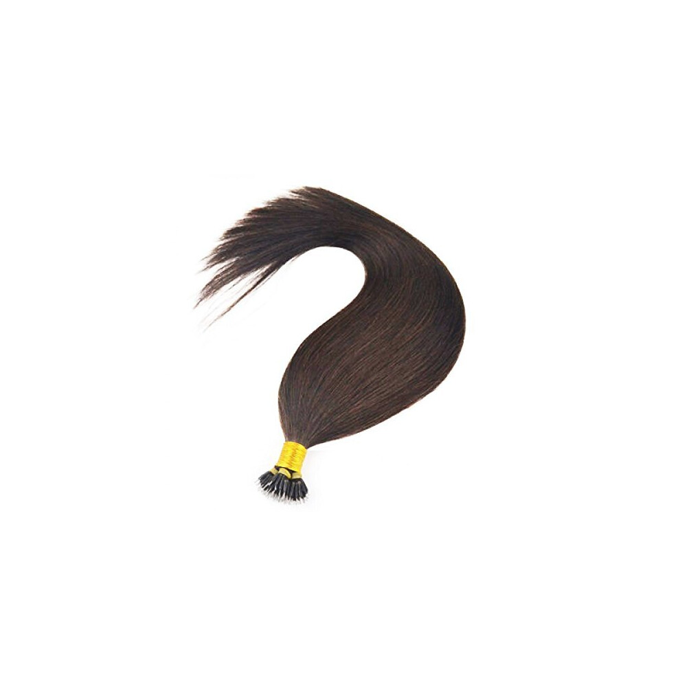 Nano Ring Hair Extensions Dark Brown Colour #2 All Lengths 16, 18 & 20, 22 Inches. 100% Remy Human Hair with Nano beads included! (16")