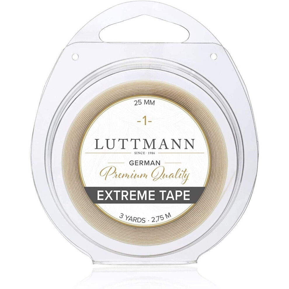 LUTTMANN Extreme Tape 25 mm Premium Quality Extreme Hold Adhesive Tape Adhesive Roll Lace Front Transparent for Hair Systems, Hairpieces, Wigs,