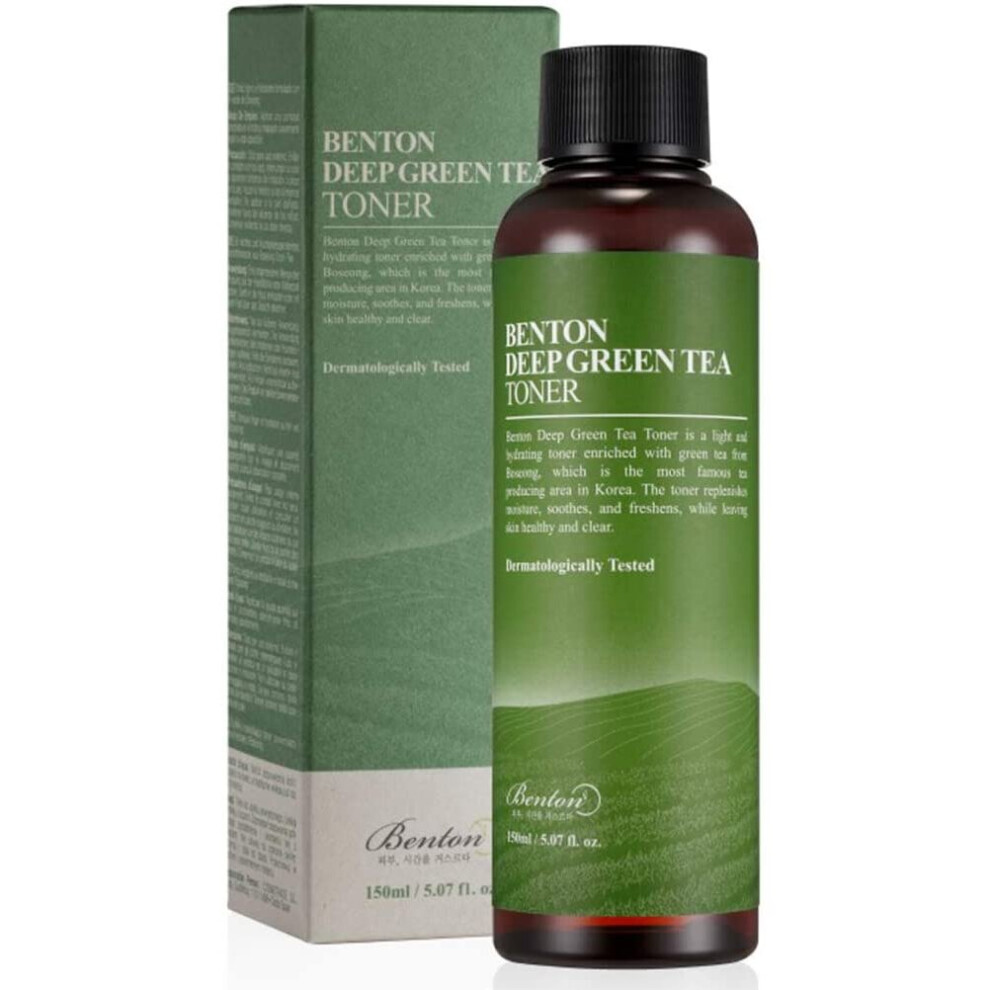 BENTON Deep Green Tea Toner 150 (5.07 fl.oz.) - Nourishing & Hydrating Facial Toner for Oily and Sensitive Skin, Skin Soothing & Purifying