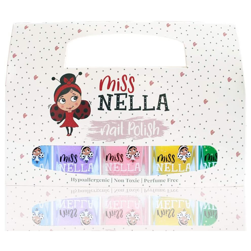 Blue,Pink,Green Miss Nella Spring It On 5 Varnish Pack- Blue Bell- Blue, Butterfly Wings- Lilac, Cheeky Bunny- Pink, Honey Twinkles- Yellow, Kiss The Frog- Green,