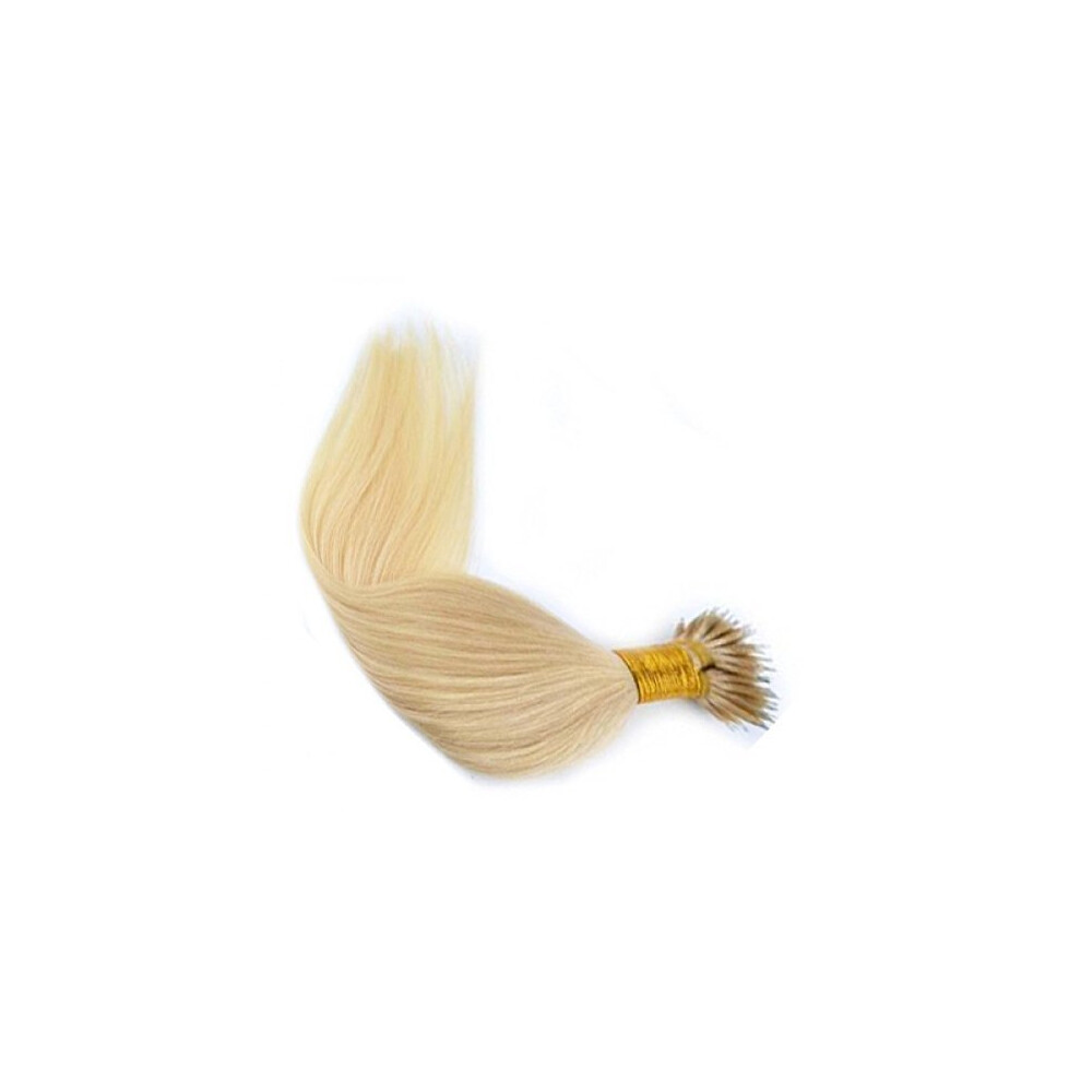 Nano Ring Hair Extensions Platinum Blonde #60 100% Remy Human Hair Nano Beads Included (16")