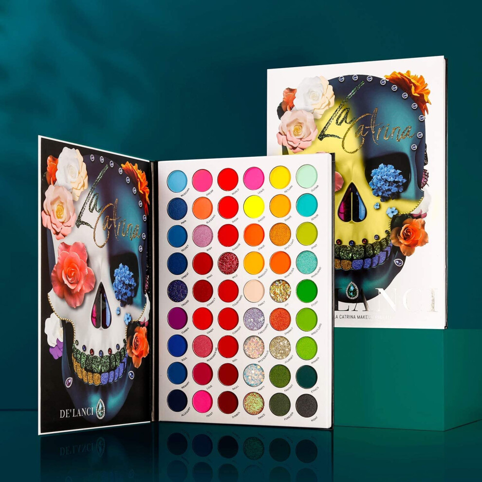 Makeup Palettes Eyeshadow 54 Colours for Halloween,Afflano Matte Shimmer Glitter Pigment Colorful Eye Shadow Pallets+4 Neon Aurora Glow Eyes