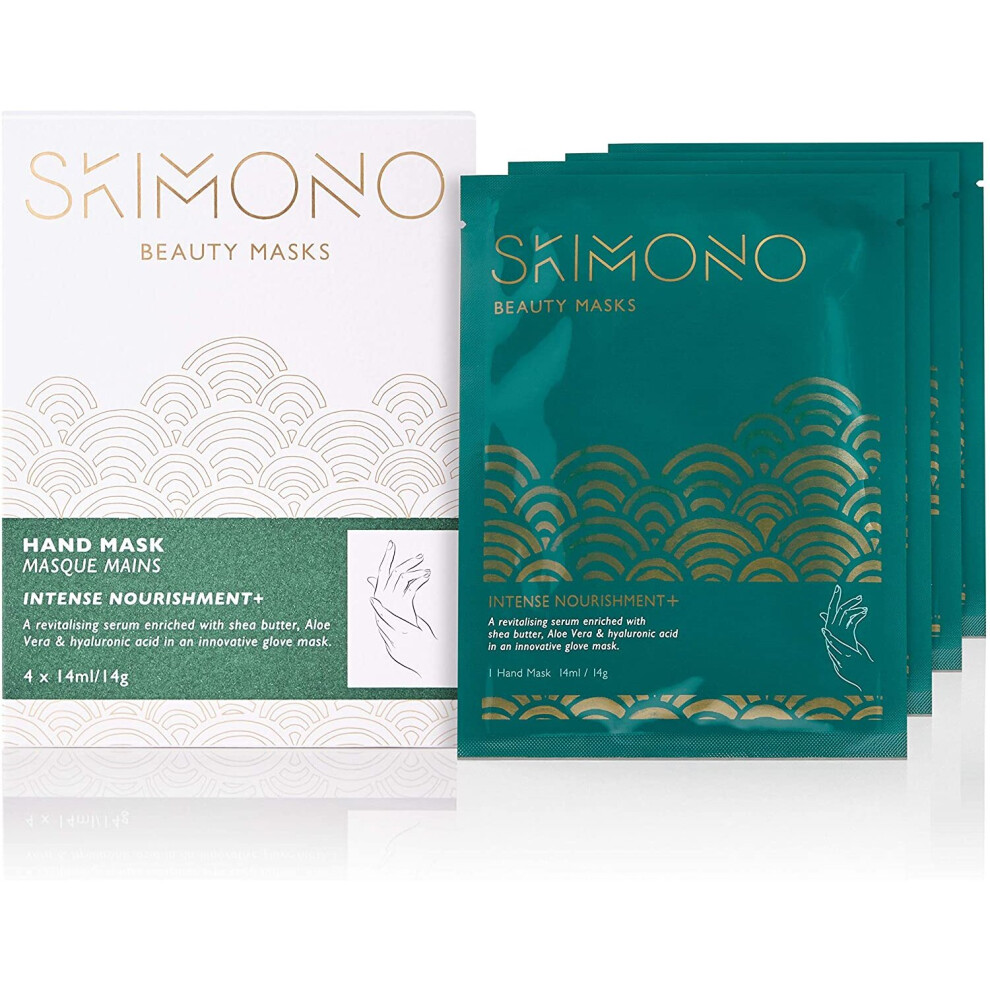 Skimono Intense Nourishment+ Hand Mask, Intensive Moisturising Bio-Cellulose Treatment Gloves, With Shea Butte Perfect Pamper Gifts For Women, 4