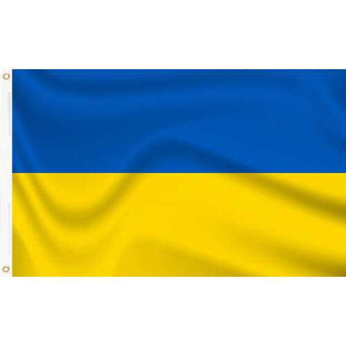 UKRAINE FLAG 5 x 3 FT (150cmx90cm) FABRIC FAST POST