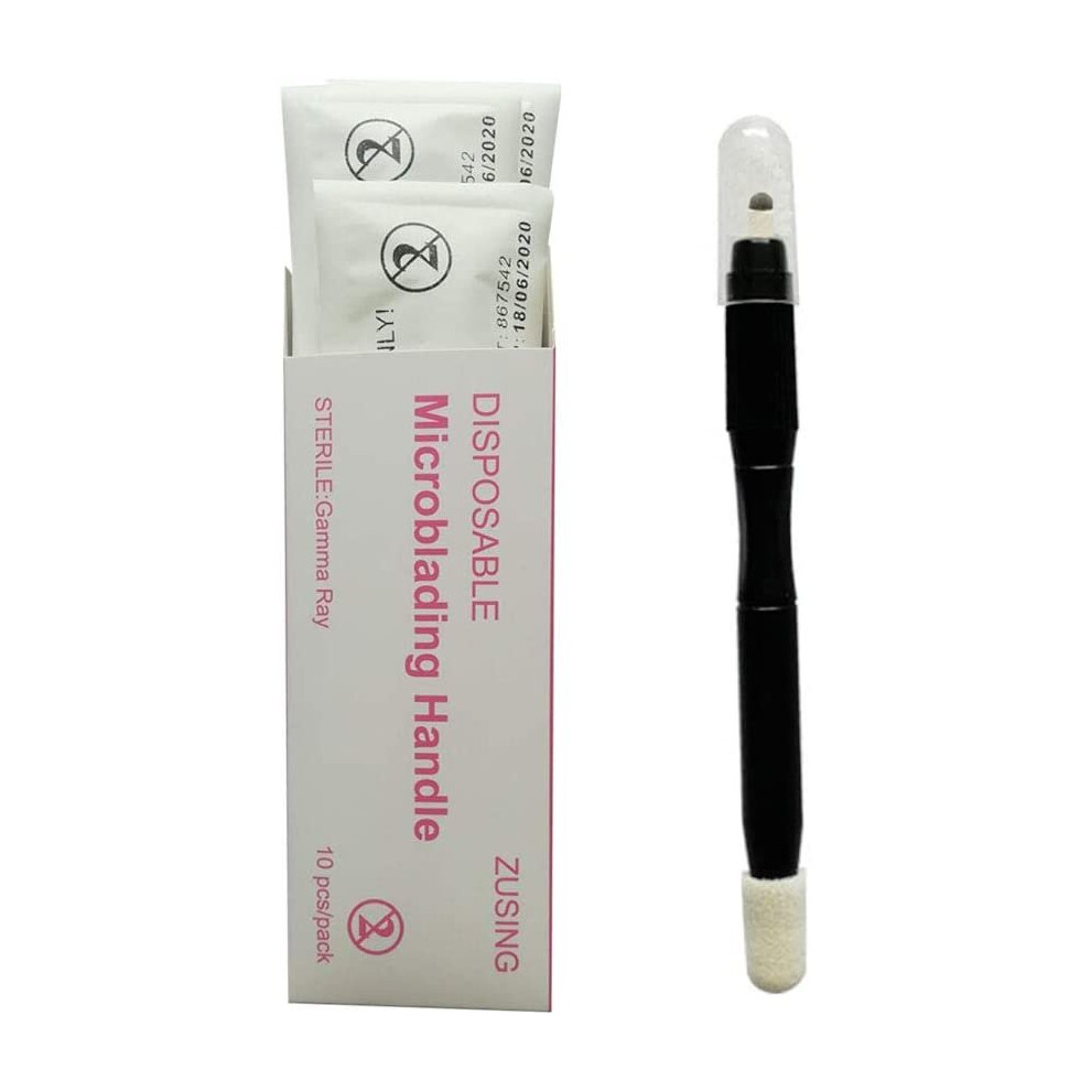 ZUSING Very Sharp Disposable Microblading Pens 18U With Pigment Brush Microblading Pen Disposable 10 pcs/pack (Black)