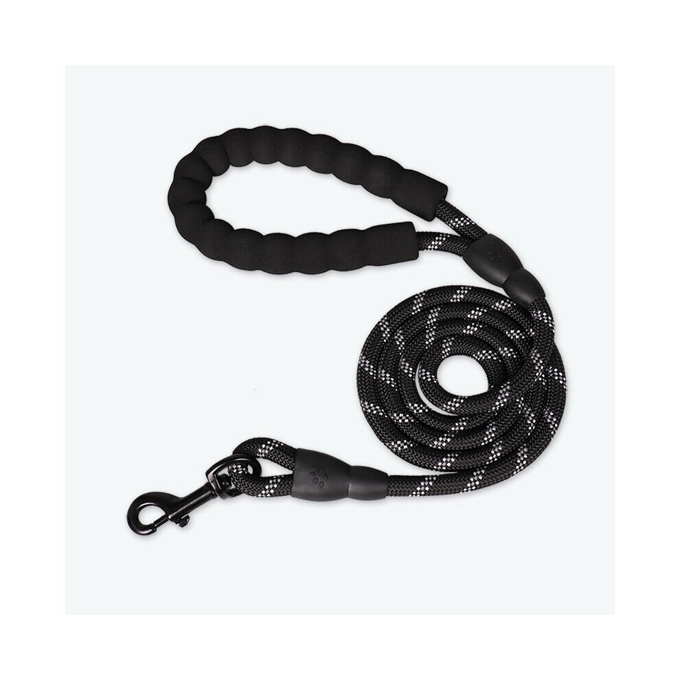 (Black) Dog Leash Rope Braided Pet Leads Strong Soft for Medium Large Dogs Walk 5FT