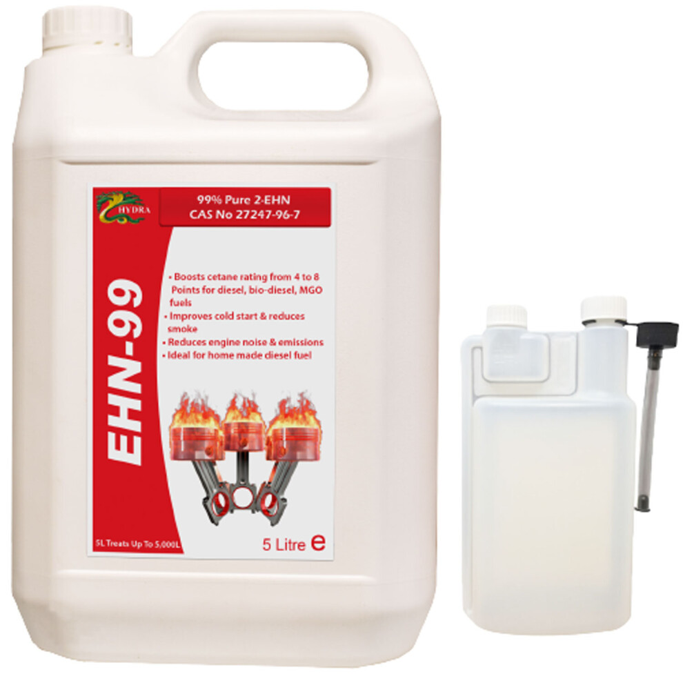 (5 Litre (+ Dosing Bottle)	) HYDRA EHN-99 2-EHN Cetane Enhancer Fuel Additive