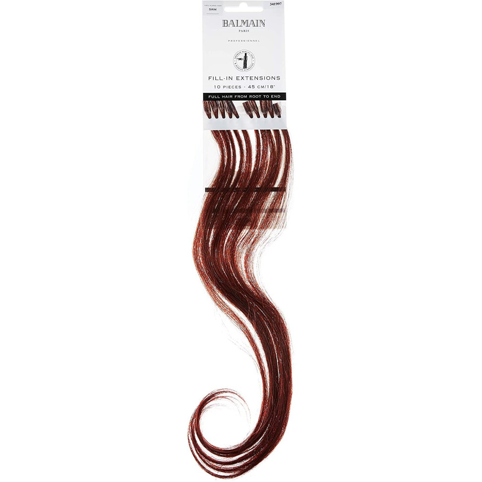 Balmain Fill-In Extensions Human Hair 10-Pieces, 45 cm Length, Number 5RM Light Mahogany Red Brown, 0.04 kg