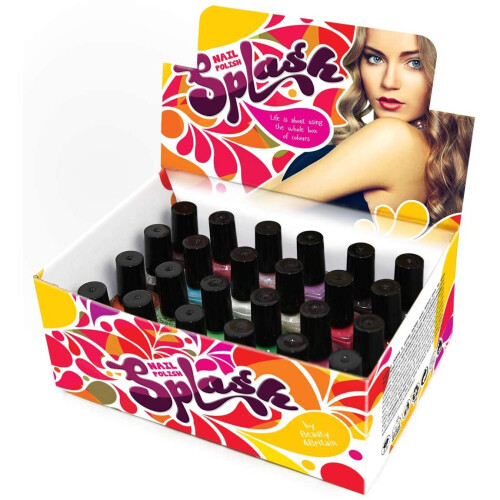 Splash 48 x Nail Polish Varnish Set 48 Different Modern Colours Quick Drying Flat Brush 1