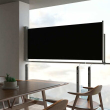 (300 x 100cm - Dark Grey) Patio Side Awning Retractable Sun Shade Wind Protection Outdoor Privacy Screen