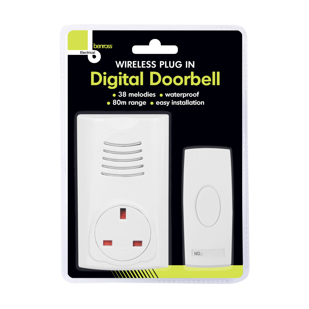 Benross 41010 Plug-In Wireless Doorbell / 80M Signal Range / White 5025301410100