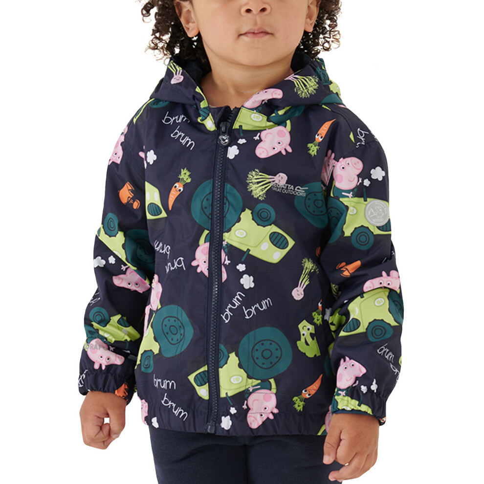(6-12 Months, Navy) Regatta Unisex Kids Peppa Pig Muddy Puddle Outdoor Waterproof Hooded Jacket