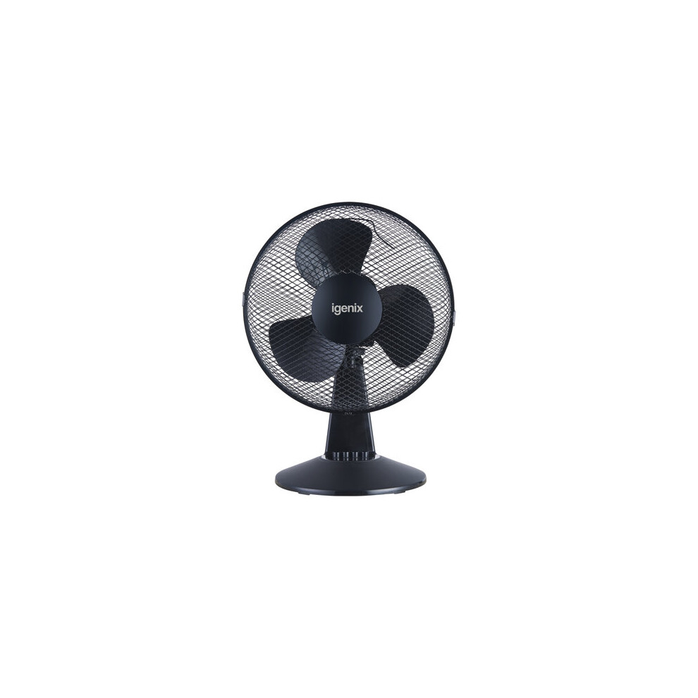 Igenix Df1210bl 12" 3 Speed Oscillating Quiet Operation Desk Fan Black
