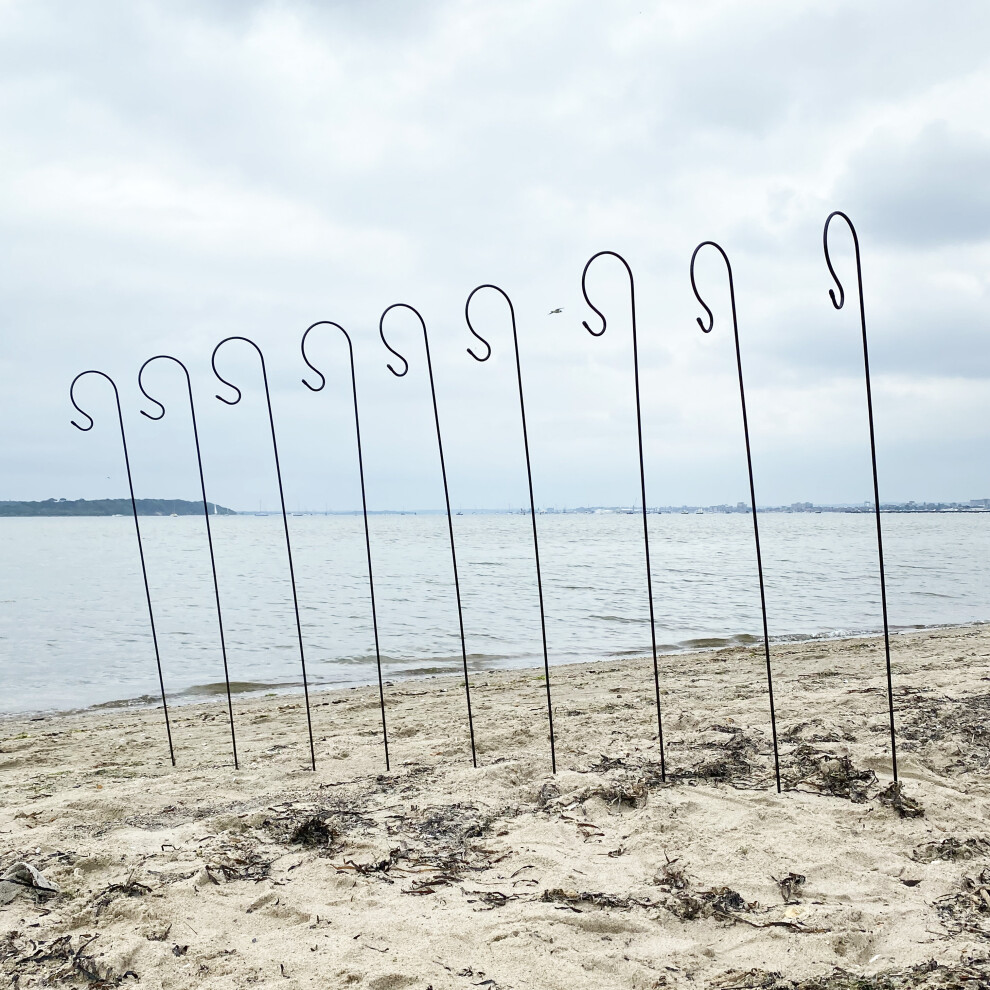 20 x Shepherds Crook Black Metal Garden Border Hooks (1m)